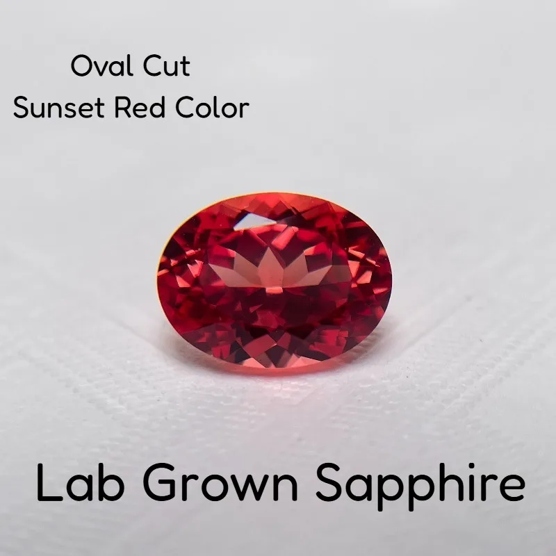 

Lab Grown Sapphire Sunset Red Color Oval Cut Various Colors Multiple Sizes for Diy Jewelry Making Selectable AGL Certificate