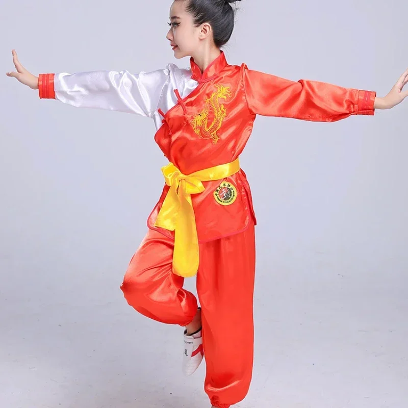 ملابس Wushu الصينية التقليدية للأطفال ، أزياء فنون الدفاع عن النفس ، بدلة الكونغ فو ، الفتيات والفتيان ، مجموعة زي أداء المرحلة