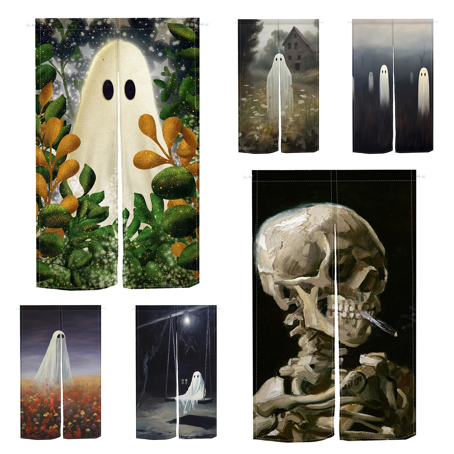 مخيف ستارة الباب نورين الرعب تحت عنوان هالوين ستارة الباب الهروب غرفة التقسيم لعبة المشهد ثلاثية الأبعاد الجمجمة المدخل نصف الستار
