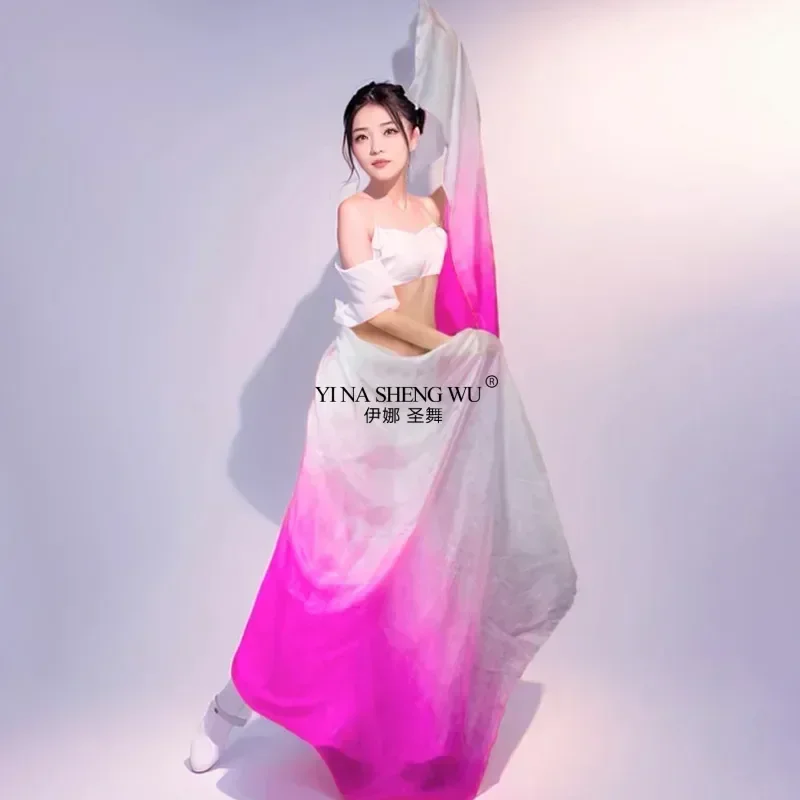 Bauchtanz-Seidenschleier aus 100 % echter Seide mit Farbverlauf, leichter, handgeworfener Schal, Schal-Schleier für Erwachsene und Kinder, Tanzzubehör