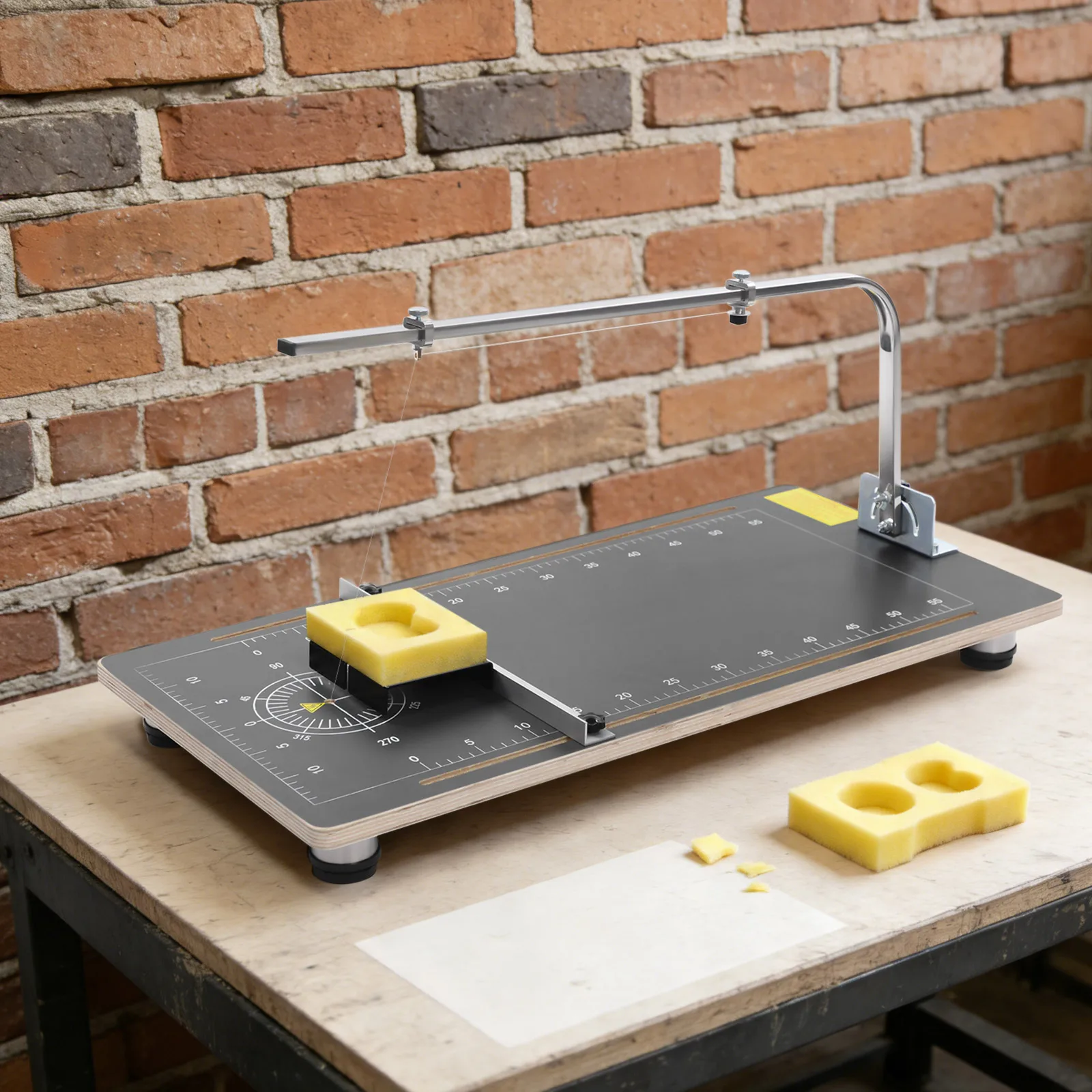 Machine de découpe de mousse à fil chauffant, coupe-éponge, température réglable, grande table de travail 38x78cm, positionnement de précision, découpe multi-angle, forme conique et circulaire, prise EU, kit d'outils de bricolage