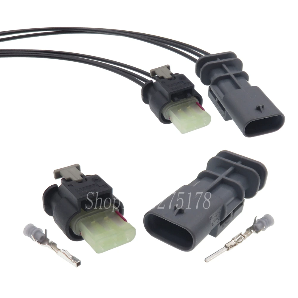 1 Set 3 Pin 2-1703496-1 1-2203771-2 Car Waterproof Electrical Connectors Auto Wire Socket with Wires
