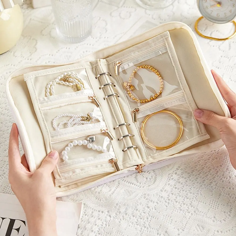 

Fashion Travel Jewelry Organizer Large Capacity Rose Pattern Jewelry Storage Bag 5Pcs Inner Page Durable Necklace Storage Pouch