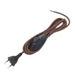 AC 220-250V EU Plug Power Cords With Dimmer Switch Flex Fabric Braided Covered Cable Electrical Power Cable