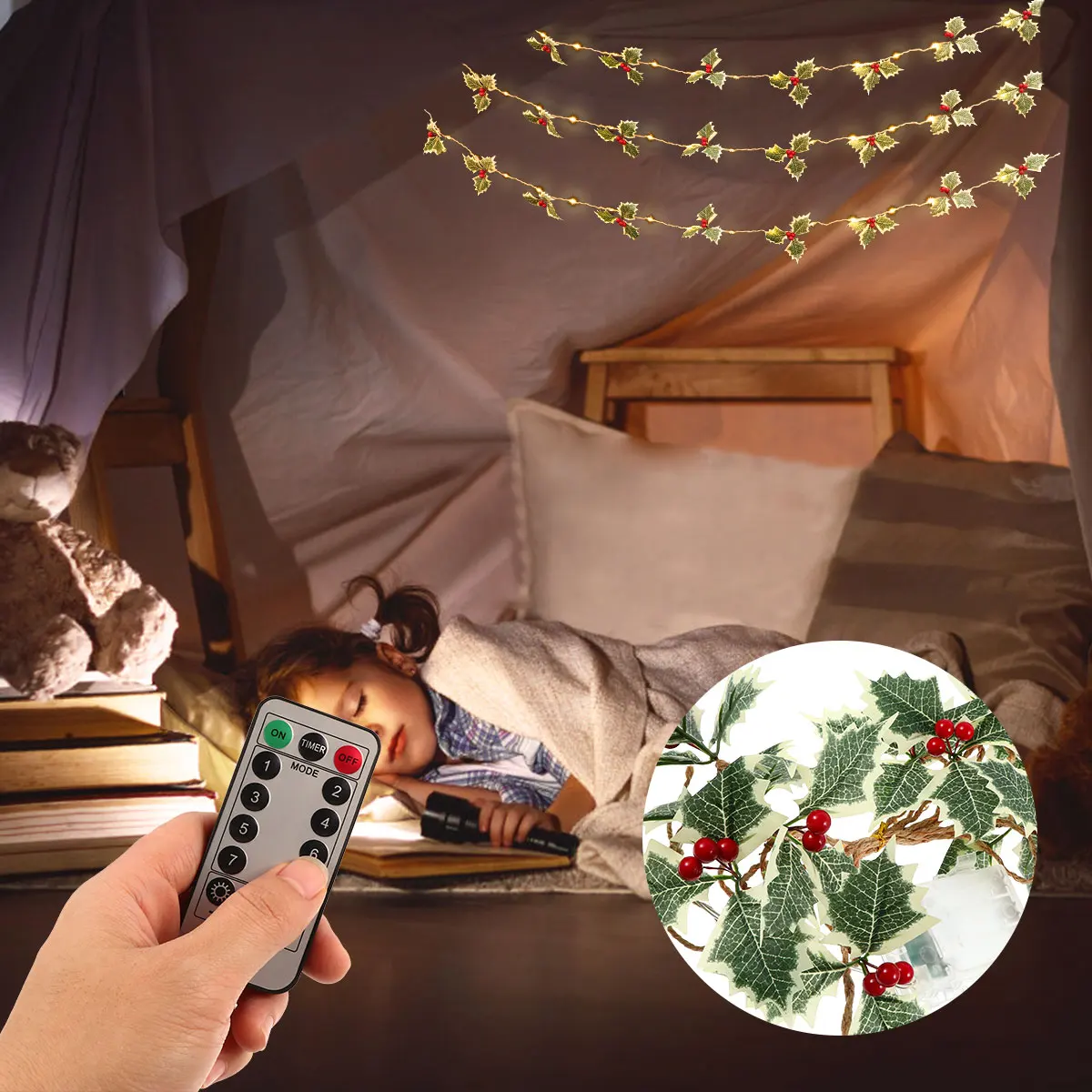 

1Pcs Christmas String Light Berry Decorative Lamp Controlled for Holiday Garden Courtyard Warm Atmosphere