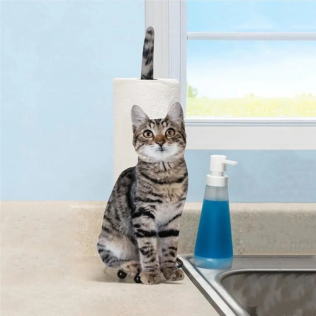 Paper Towel Holder Metal Detachable Cat Design Decoration All-Match Roll Stand Holders Household Kitchen Toilet Bedroom