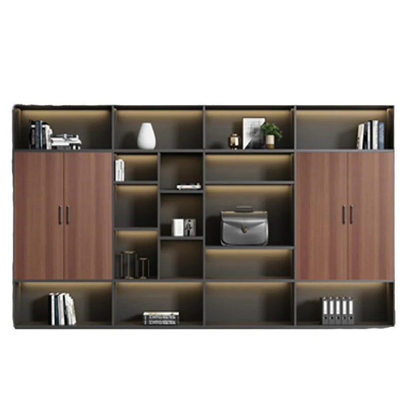 خزانة ملفات مكتب رئيس خزانة خلفية خشبية ضد الحائط خزانة معلومات الموضة تخزين خزانة الكتب