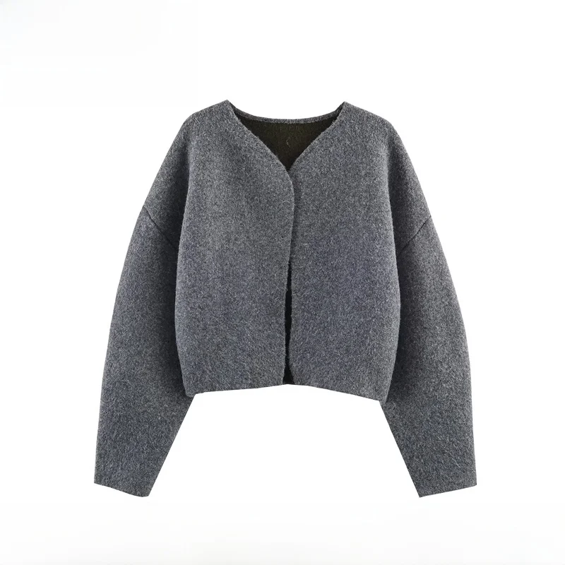 

Новая женская модная двусторонняя вязаная куртка EVEA: универсальное теплое зимнее пальто из полиэстера с длинными рукавами