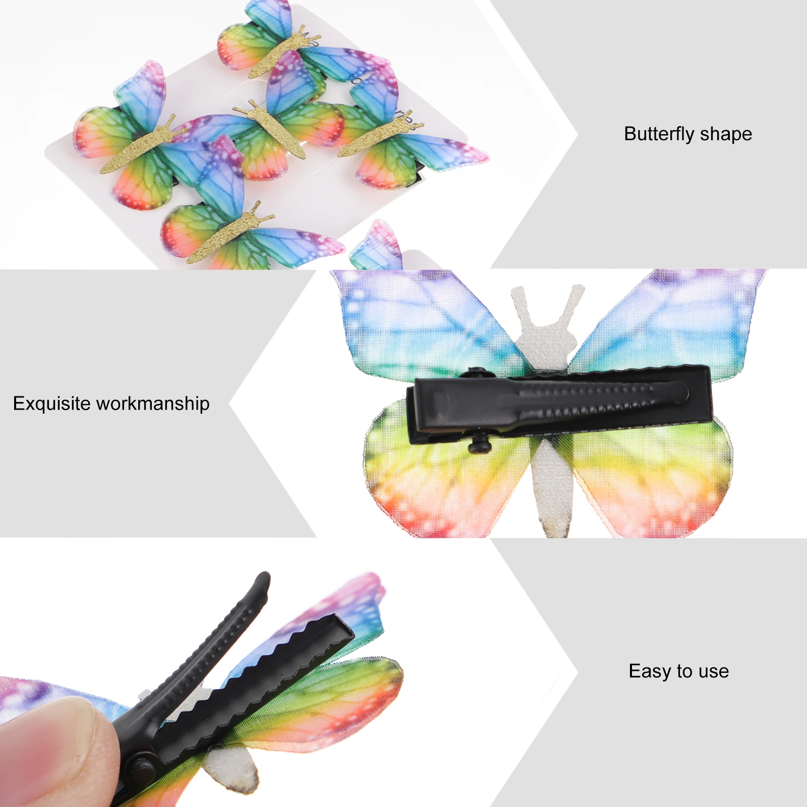

10Pcs Fairy Thin Gauze Butterfly Hairpins Exquisite Hair Clips for Girls Party Festival Headdress Hair Accessories