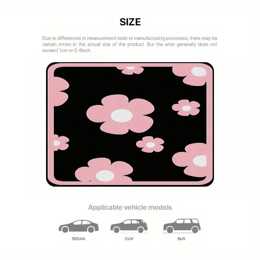 Universal Car Trunk Mat Pink Flower Pattern Waterproof Non-Slip Cargo Liner For Sedan CUV SUV Auto Accessories Boot Tray