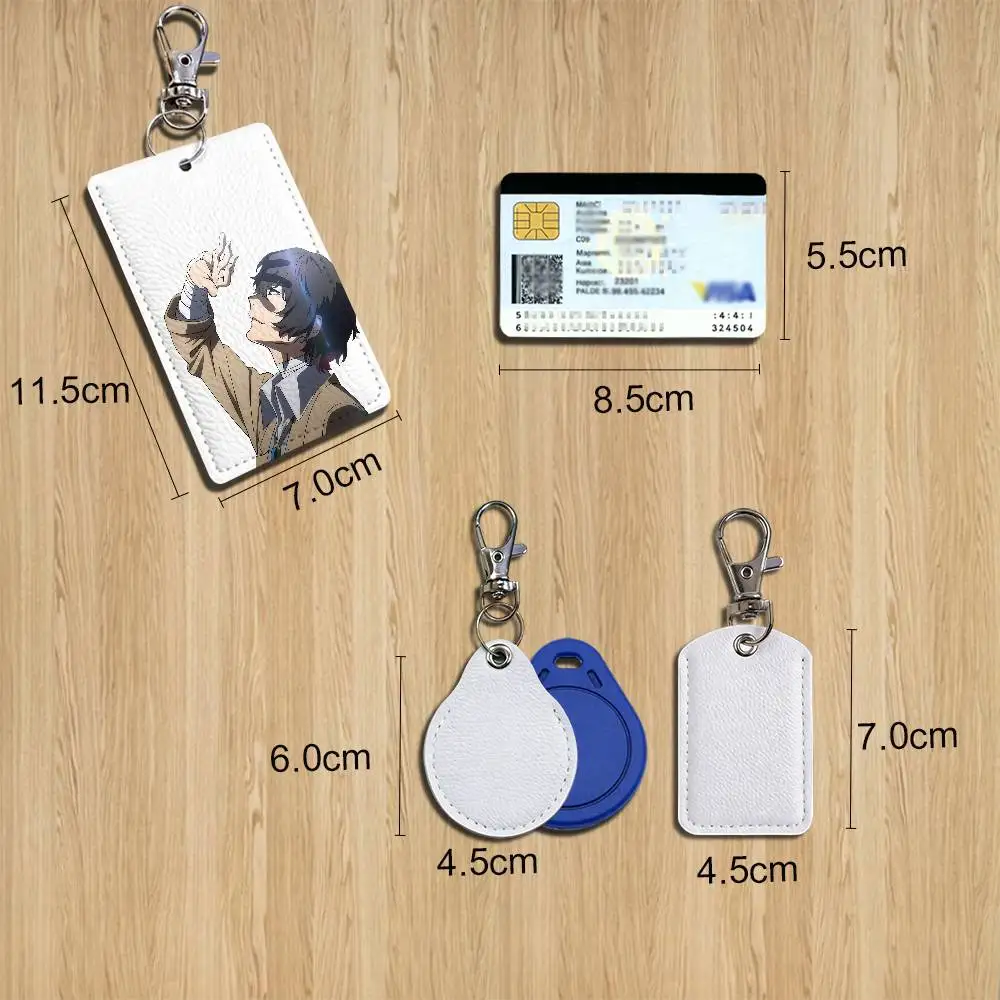Soukoku Osamu Dazai SKK Chuuya Leather Card Holder with Exquisite Keychain purpose Case for Metro ID Access Control Card Badge