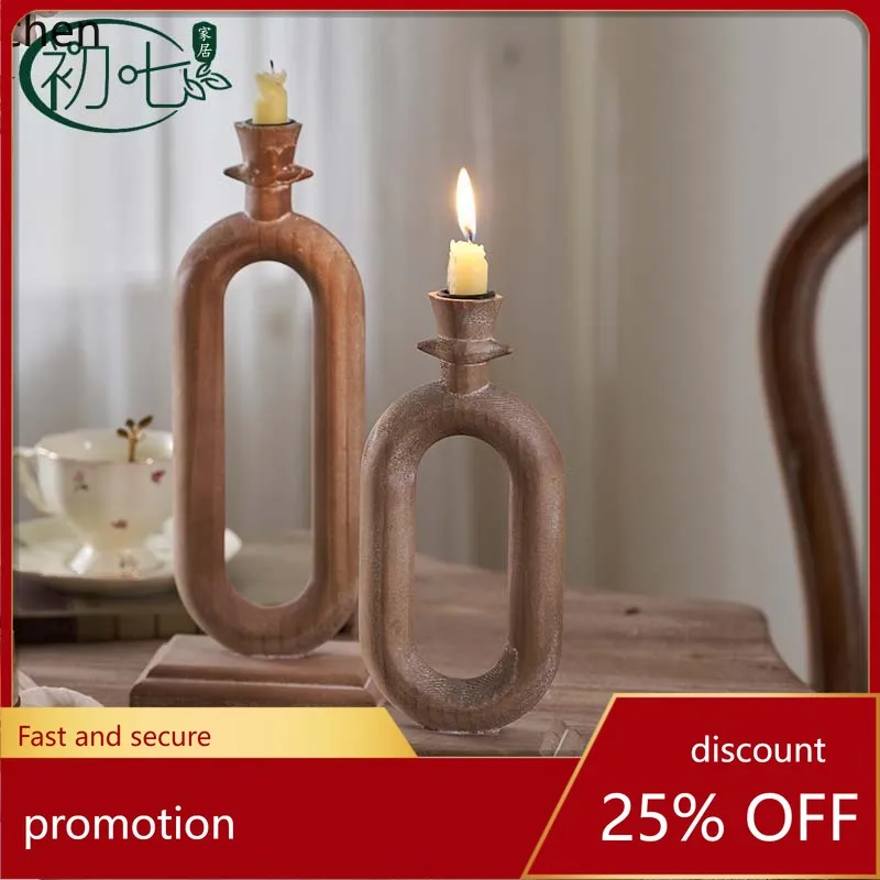 

Zml candle holder store desktop decorations all solid wood b&b crafts candle holder props