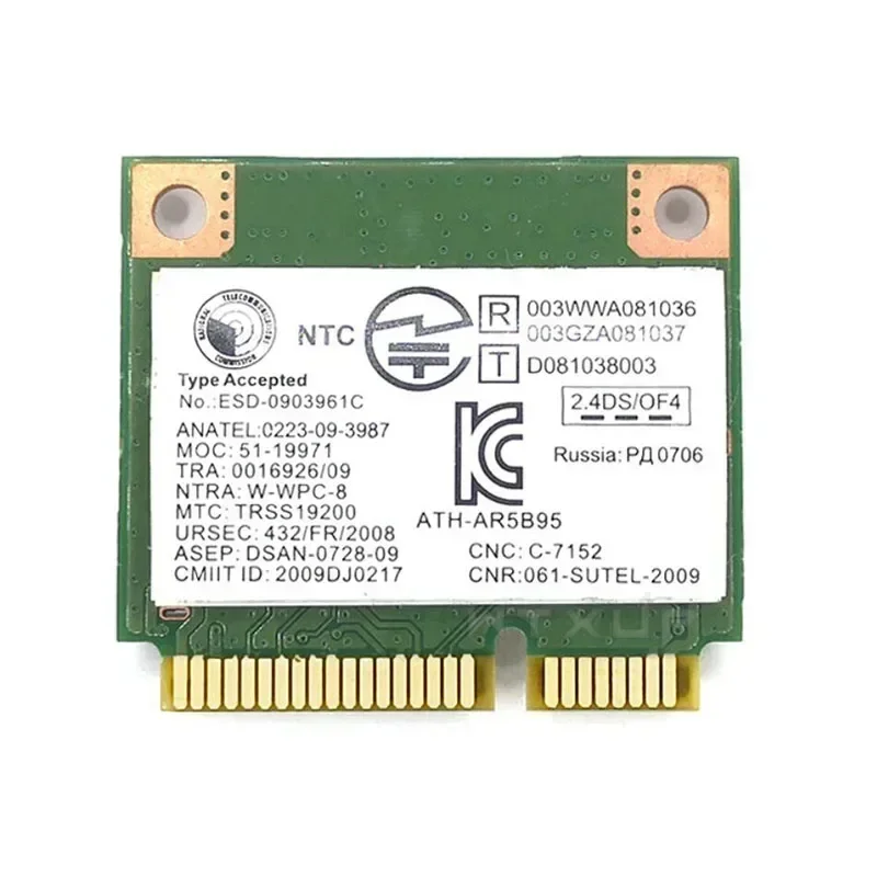 

AR9285 AR5B95 Half Height Mini PCI-E 802.11B/G/N 150Mbps Wireless Wlan WiFi Card for Atheros DELL ASUS ACER SONY Toshiba Noteboo