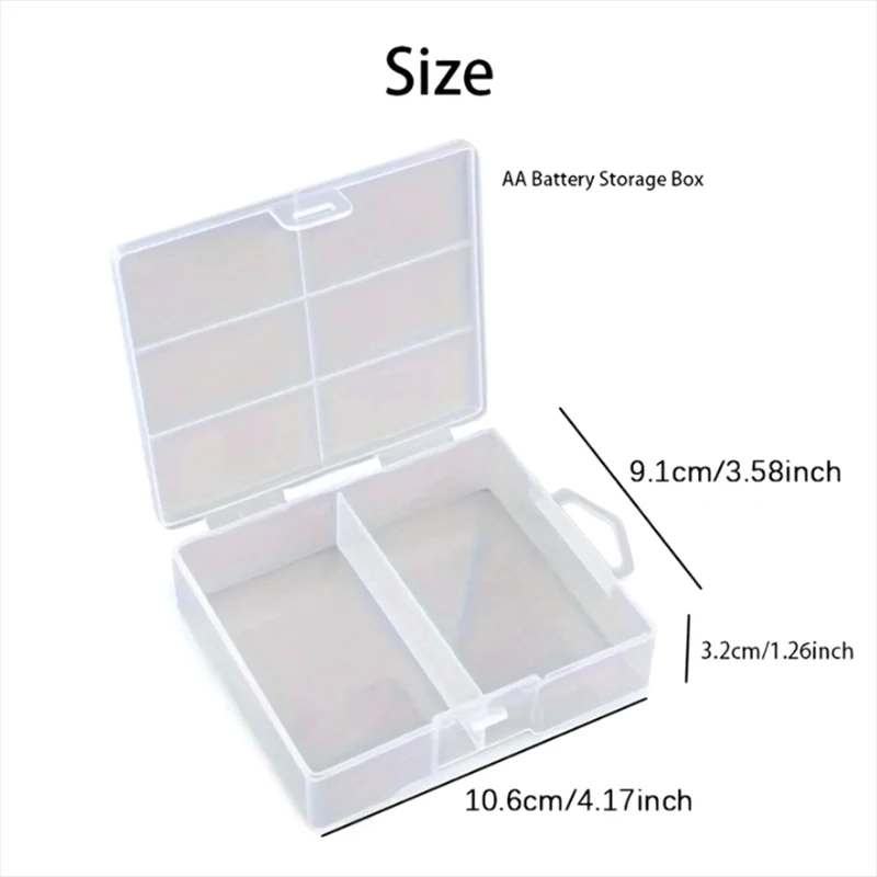 NEW Transparent Battery Storage Box For AA Batteries, Plastic Organizer With Hardware Accessories And Clear Divider With Cove