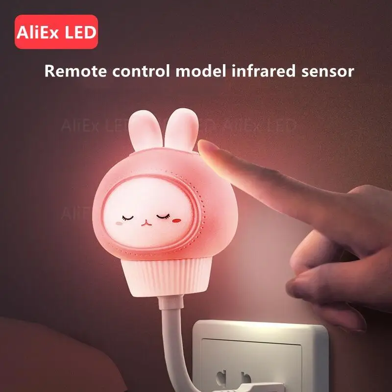 LED Chlidren USB Night Light Cute Cartoon Night Lamp Bear Remote Control for Baby Kid Bedroom Decor Bedside Lamp Christmas Gift