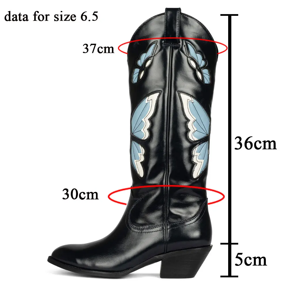 Cowgirl Women Western Boots 2022 Autumn Winter Cowboy Fashion Comfy Women Knee-high Boots With Butterfly Shoes Big Size 46