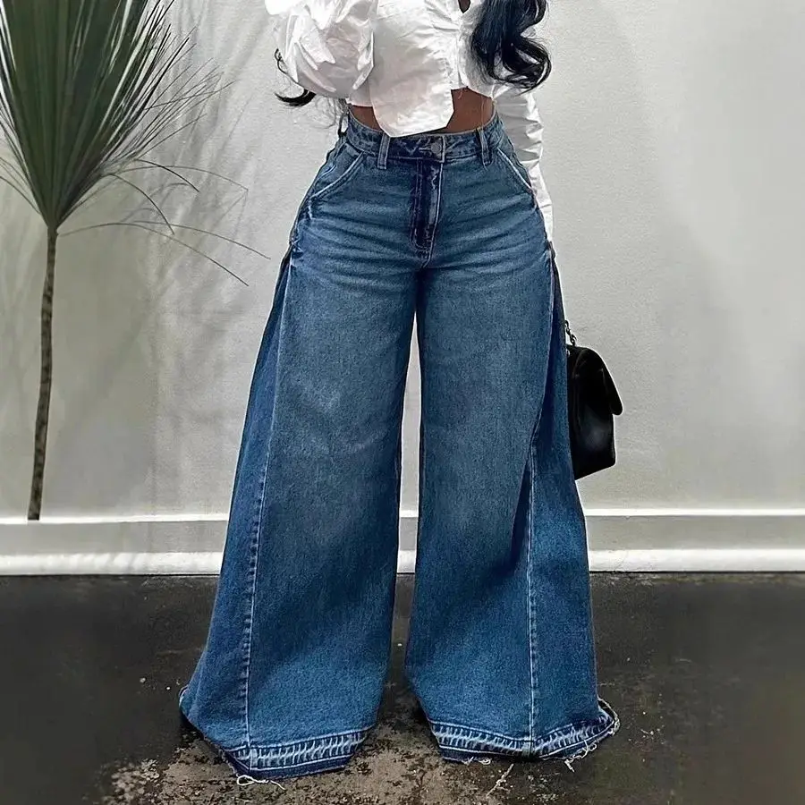

Retro Wide Leg Denim Jeans Women's Y2K Design Bell Bot Loose Fit Straight Cut Spring 2026 Youthful Vitali Sle Travel S...