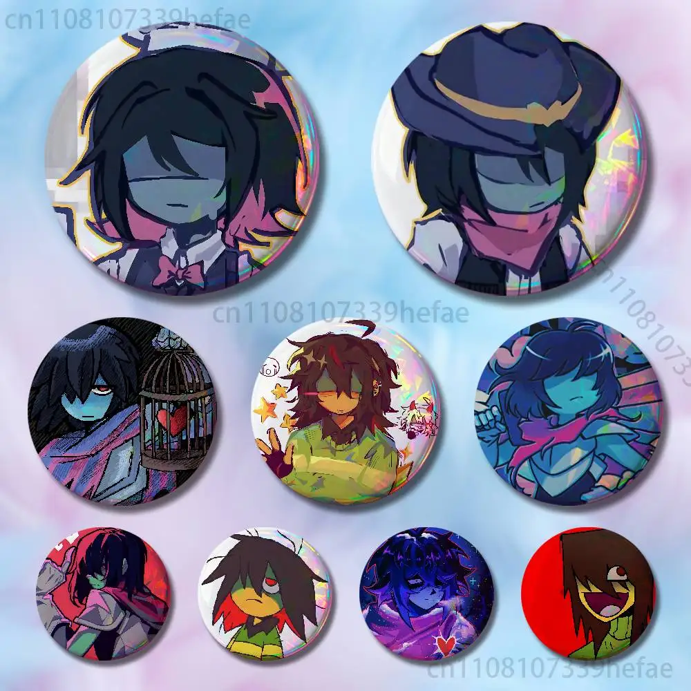 D-DeltaruneS Kris 32mm 58mm 75mm 44mm 25mm Anime Badges Brooches DIY Pins Decorations Birthday Valentine Gifts