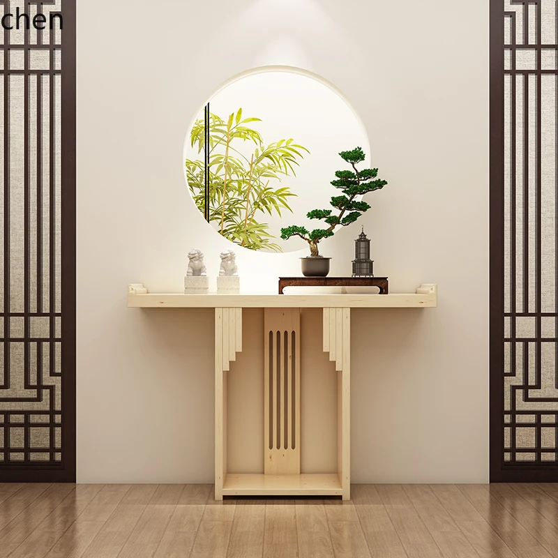 HT Entrance Table Zhongtang Zen Offering Table Entry Solid Wood Incense Case Long Bar Case Hall Entrance Cabinet