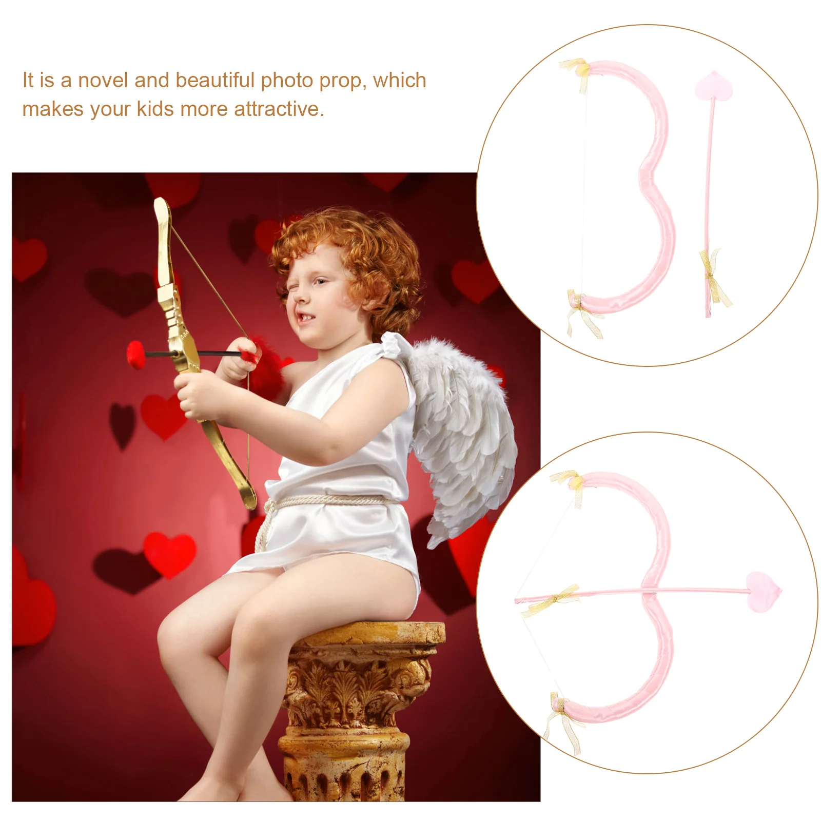 Cupid and Bow Cupid's Arrow Baby Bows Costume Accessory Set Mini Cupids Rosy Boy Party Supplies