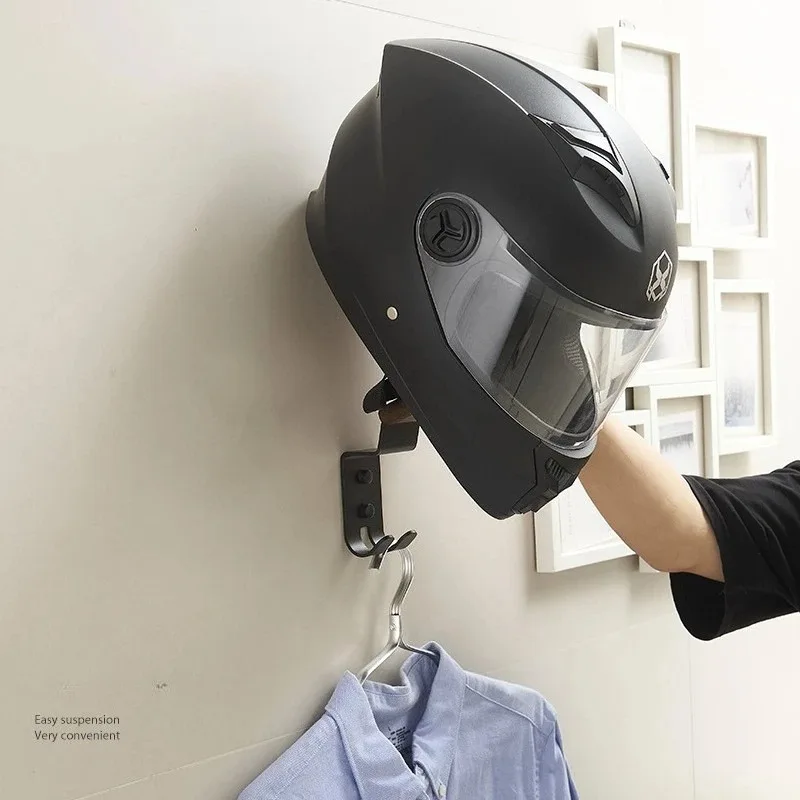 1PCS Wall Mount Helmet Rack Wooden Carbon Steel Rust Free 6.1/10.04 Inch for Motorcycle Garage Storage Organizer