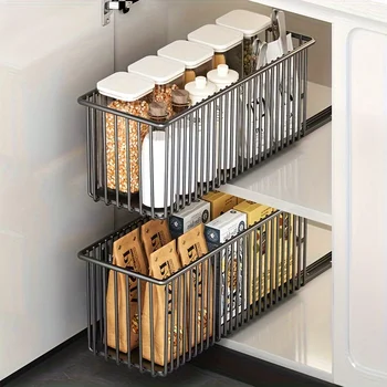 Pull Out Cabinet Organizer Basket Under The Sink Slide-Out Drawer Storage Box Kitchen…