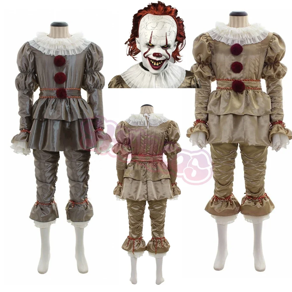 2025 Anime Night Clown Joker Adulto Pennywise Costume Cosplay Halloween Clown Stephen King Uomo Donna Cos Abiti Outfit Uniforme