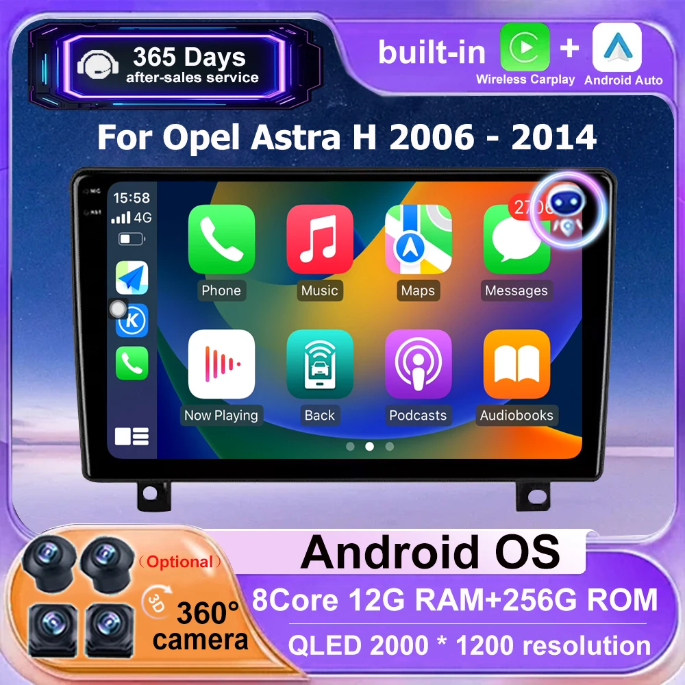 

9'' For Opel Astra H 2006 - 2014 Android 16 Auto Car Radio Multimedia Player Navigation GPS Carplay WIFI Bluetooth DSP Head Unit