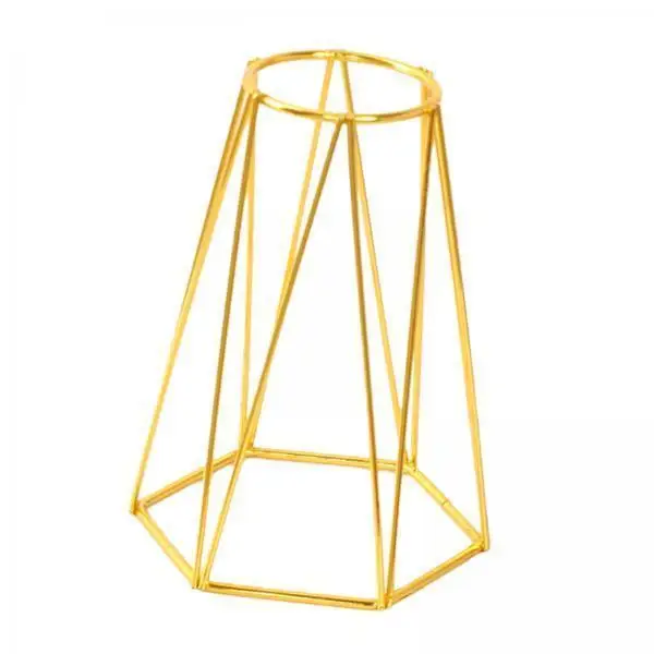 Metal Wedding Flower Arrangement Stand Gold Iron Cube Table Vase Holder Modern Decor for Party Reception
