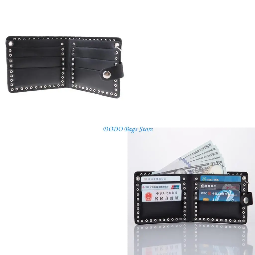 

Leather Cool Punk Gothic Western Skull Clutch Purse Wallets With Chain For Men