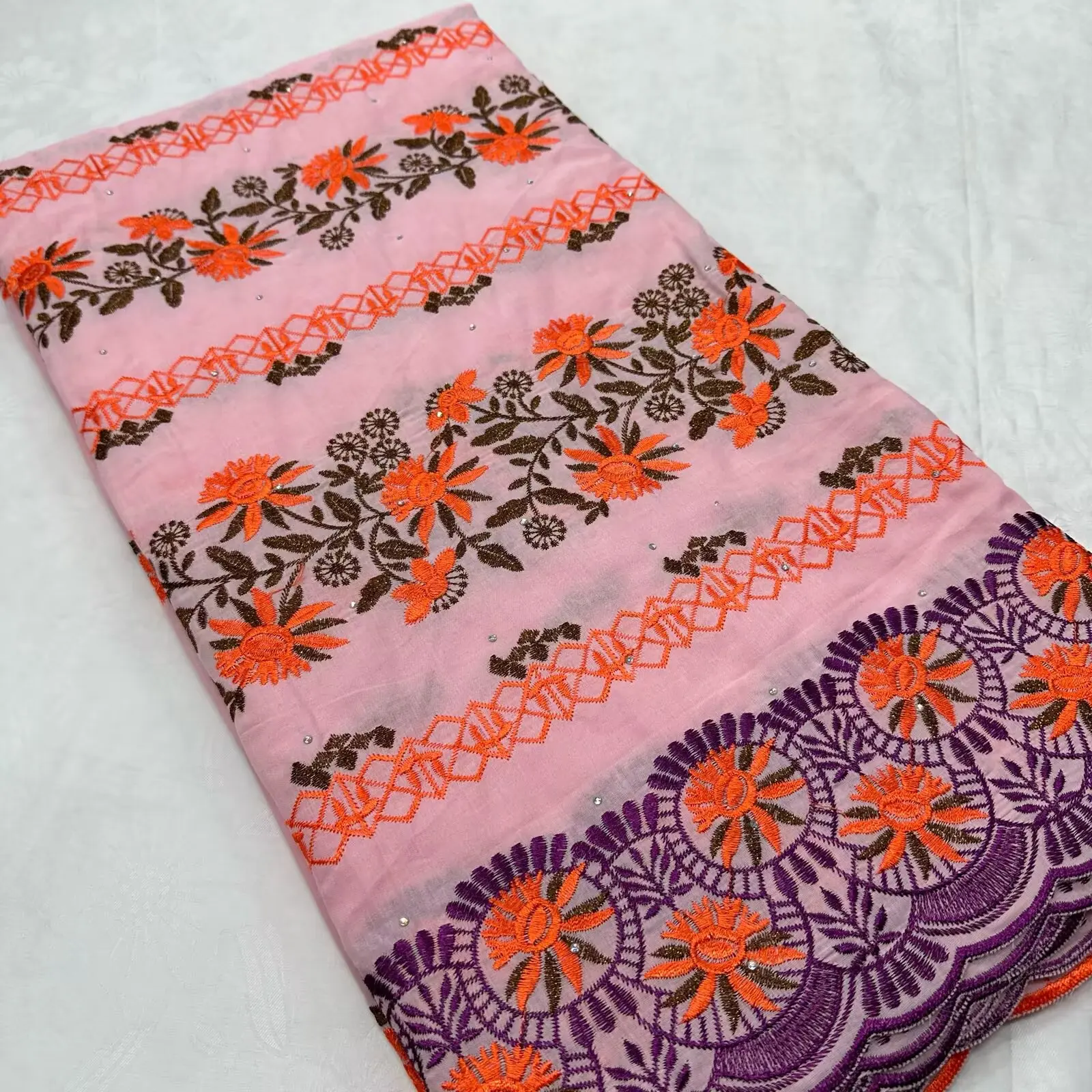 

5 ярдов африканская Левфая, 100% хлопковая кружевная ткань, кружево с вышивкой, 2025 г., высококачественная Дубайская ткань, швейцарская вуаль, кружево в Швейцарии