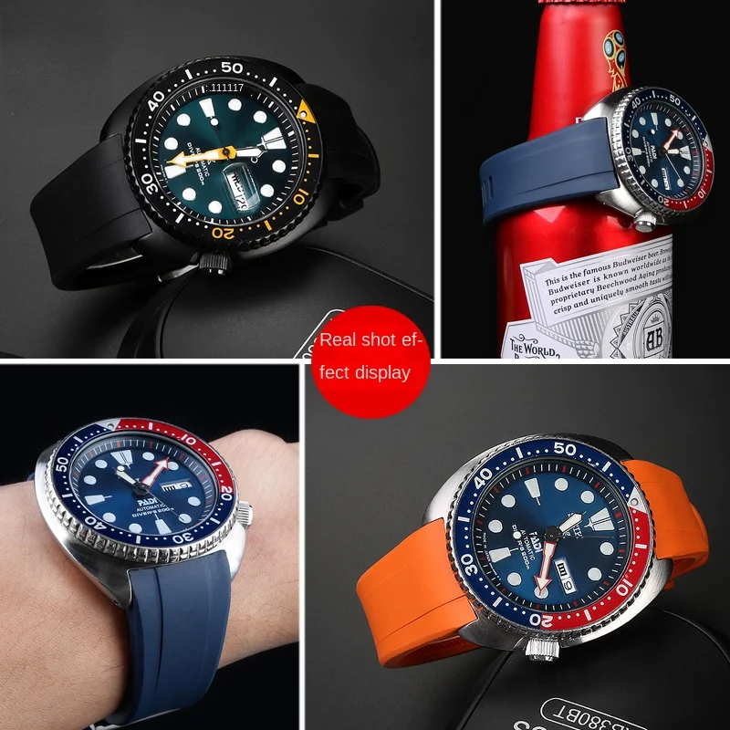 FKM Watch band For Seiko PROSPEX PADI Abalone SRPE99K1 Coke ring SRPA21J1 SRP777 SRP773 SRPC25 Fluorine rubber strap 20 22mm