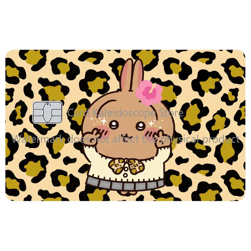 Kawaii Chiikawas Y2K Style Redit Card Skin Stickers Leopard Print Series Sticker for VISA JCB Mastercard and Other IC Card view 3