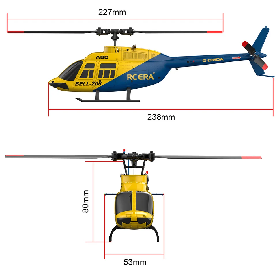RC ERA A60 4CH Helicopter 1/42 Scale BELL-206 Optical Flow