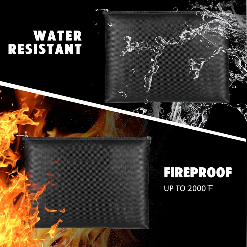 2025customized.A4 Silicone Coated Wallet Storage Waterproof Zipper Bag Fireproof Pouch