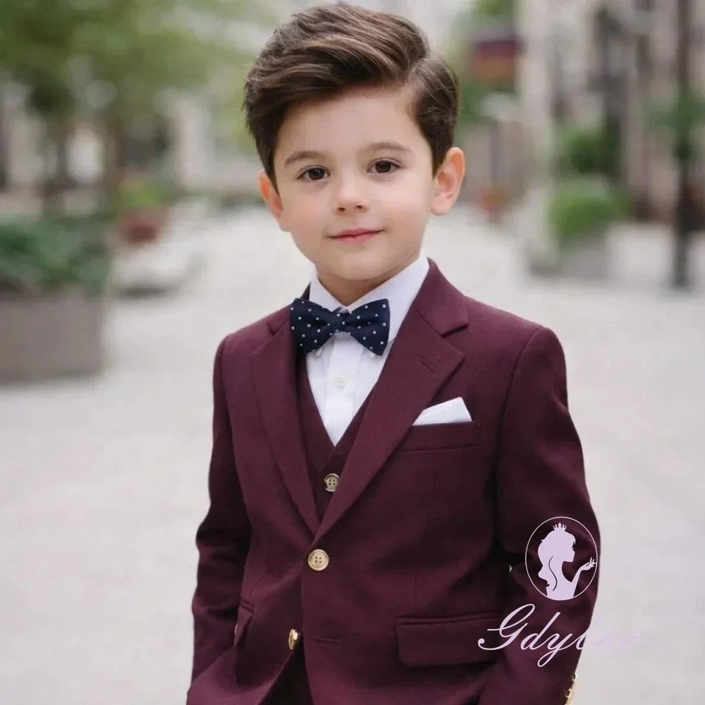 Green Boy's Suit Set 3 Pc Jacket Pants Formal Shawl Lapel Kids Tuxedo For Wedding Kids Birthday Party School Performance Wear