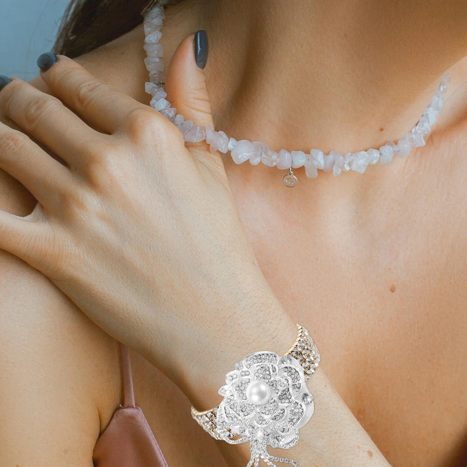 

2Pcs DIY Rhinestone Corsage Wristlet Band Elastic Stretch Bracelet for Wedding Prom Bridal Shower Corsage Wristlet Band