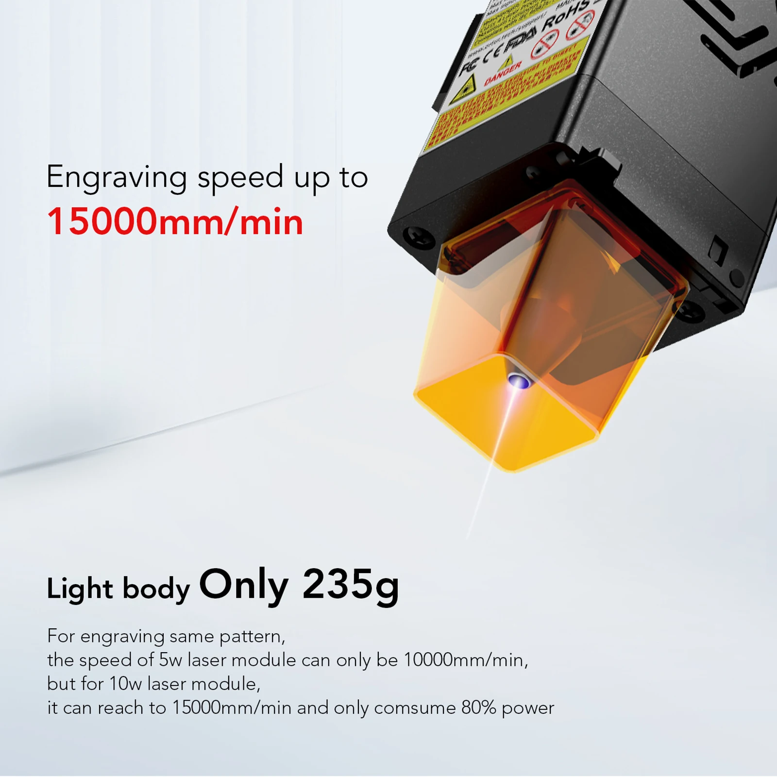 ORTUR LU2-10A 10W Laser Module High Precision Laser Beam Laser Head Module for Ortur Engraving Machine Assist Adapter