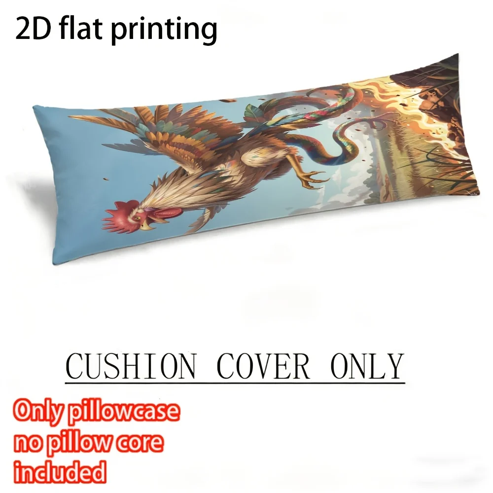 2D Flat - Long Pillowcase, 2D Printed Design, Turkey Tail Flame Pattern, Full Body Support Pillowcase, Durable Fabric, Double-Si