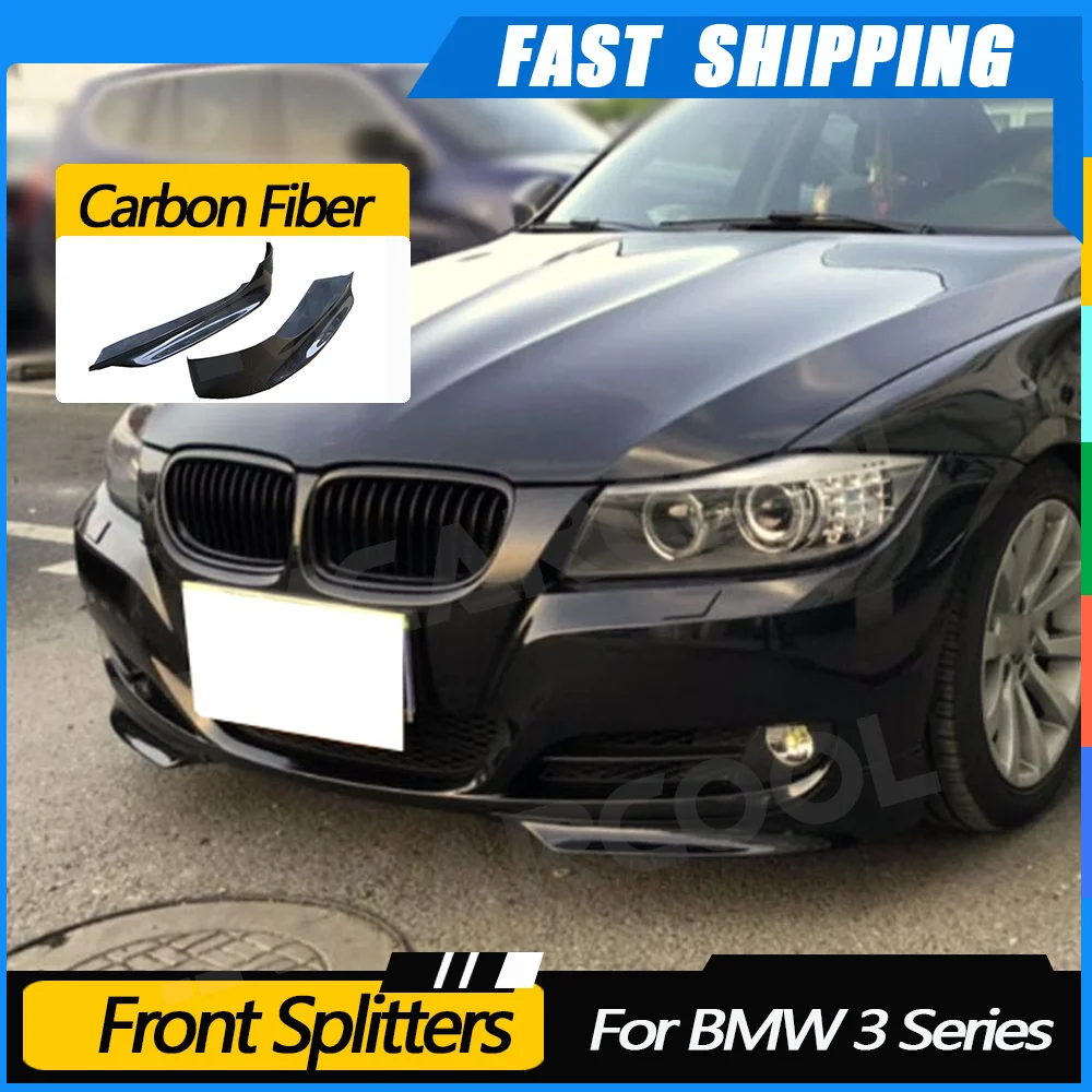

JMCARCOOL For BMW 3 Series E90 Base Sedan LCI 2006-2012 Front Lip Splitters Spoiler Carbon Fiber Bumper Chin Cover Flaps