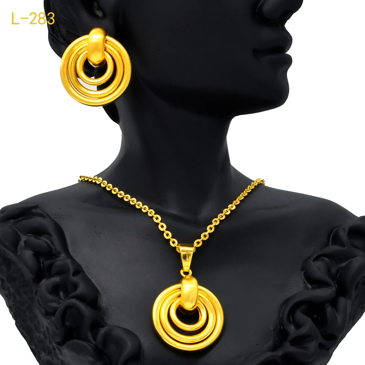 XUHUANG New Dubai Indian Gold Color Necklace Earrings Sets For Women 2024 Trendy Jewellery Gifts Geometric Drop Earring Wedding