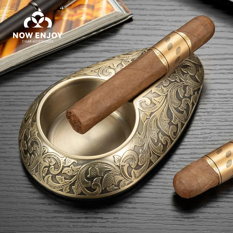 

Винтажная пепельница для сигар Arabesque, пепельница для сигар из цинкового сплава, роскошная пепельница для сигар с одной сигарой, большая пепельница для домашнего офиса