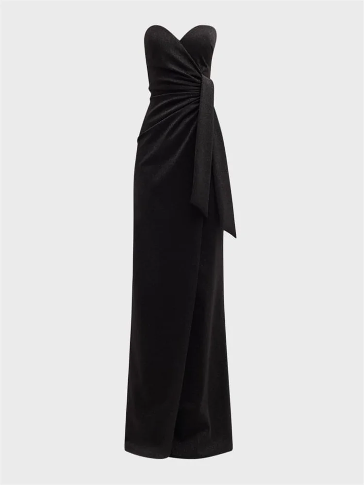 

New Arrival Strapless Sweetheart Neckline Sleeveless Column Evening Dress Elegant Open Back Zipper Floor Length Gown For Women