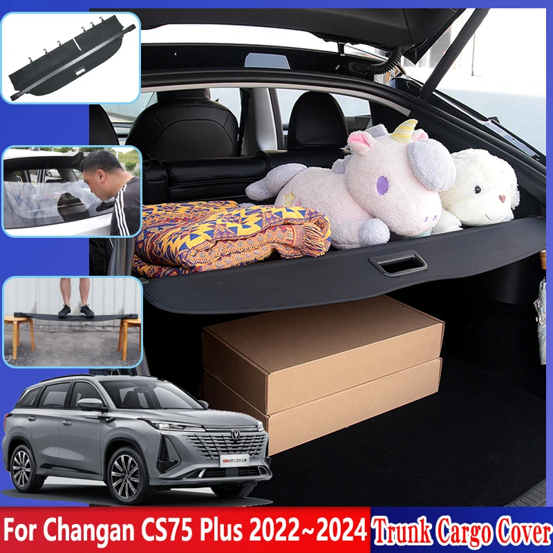 For Changan CS75 Plus Accesories 2022 2023 2024 Car Rear Trunk Boot Cargo Dedicated Curtain Space Privacy Security Shield Shade