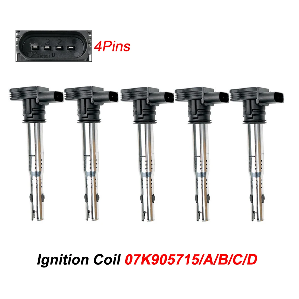 5pcs 07K905715A High Quality Ignition Coil For Volkswagen VW Jetta Beetle Passat Golf For Audi A3 A4 A5 07K905715/A/B/C/D