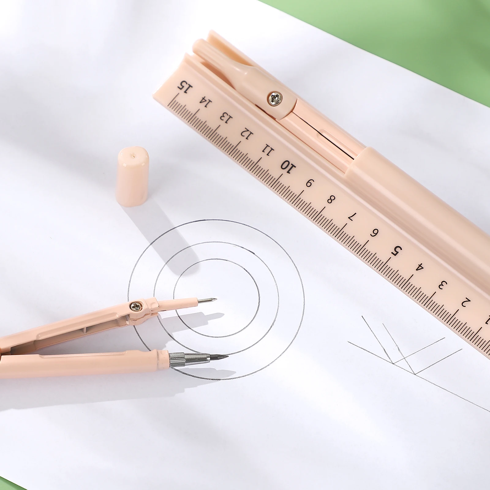 1 Pc Simple Three-in-one Multifunctional Compass Ruler Creative DIY Journal Student Supplies Stationery