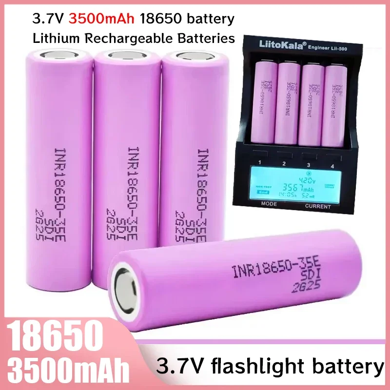 Original 3.7V 3500mAh 18650 Battery INR18650 35E 25A Discharge Lithium Rechargeable Batteries for Screwdriver Flashlight Toys RC