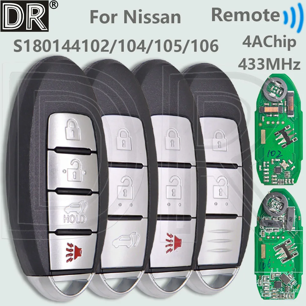 

DR KR5S180144106 S180144105 S180144106 4A PCF7953M Чип 433 МГц Бесключевой автомобильный дистанционный ключ Go для Nissan Rogue X-Trail 2014 2015 2016