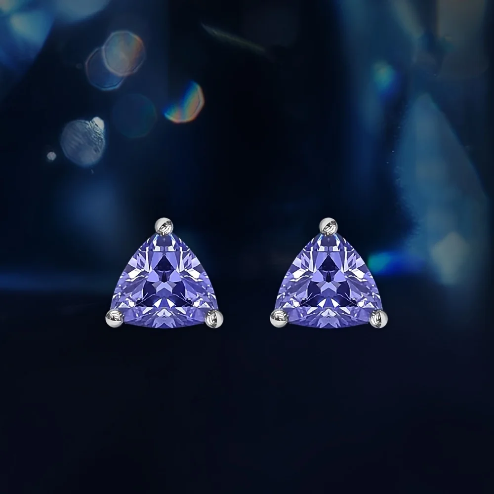 

Tanzanite Stud Earrings Jewelry Womens 925 Silver Triangle Earrings