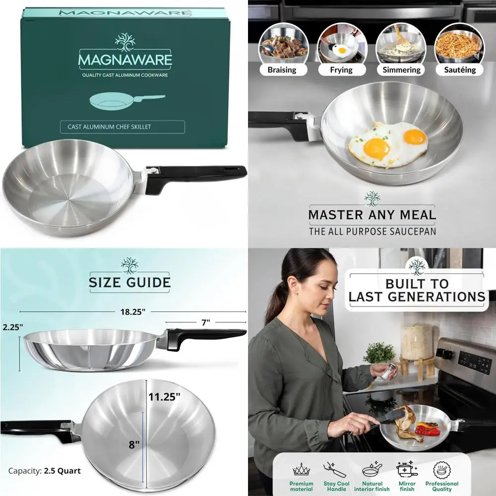 

Сковорода с ровным распределением тепла — легкий алюминий — не требуется приправа — без PFOA и ПТФЭ